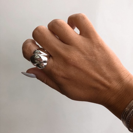 ring chevalier plated silver minimal big handmade